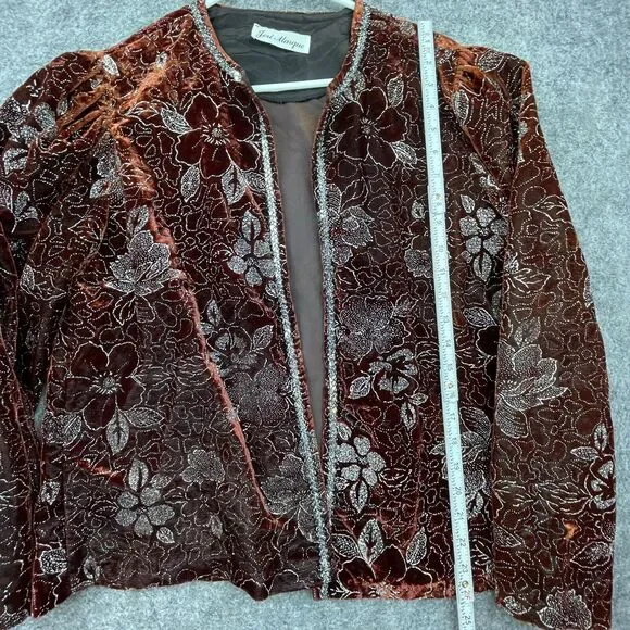 Vintage Jeri Marque Jacket Medium Evening Metallic Sequin Glitter Blazer Party - Picture 5 of 6